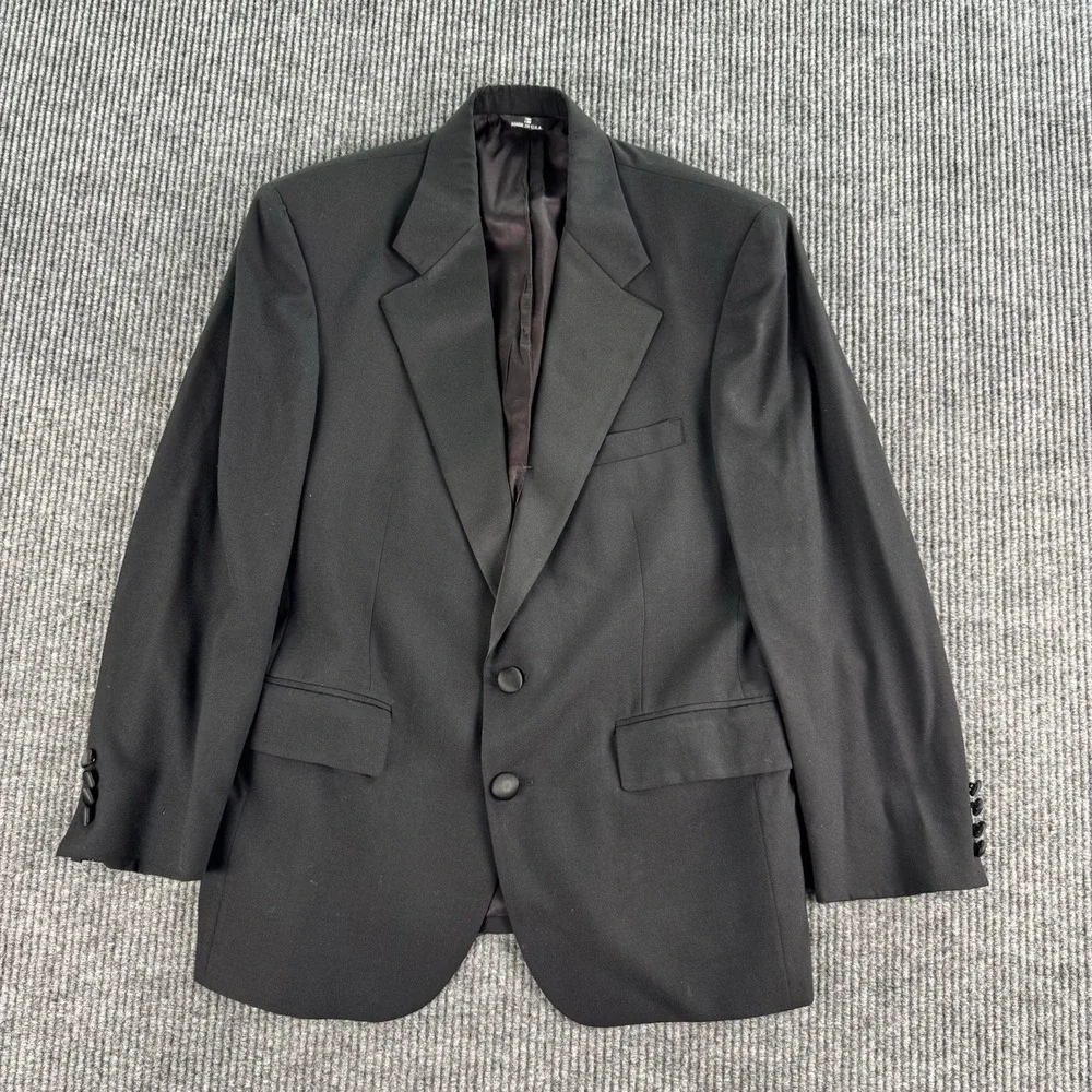 Polo University Club Tuxedo Jacket 42 S Black Wool Luxury Designer Ralph Lauren